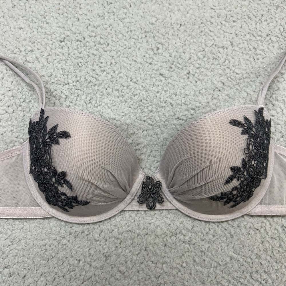 Ambrielle Bra 36B Push Up Bra Mesh over Embroidered